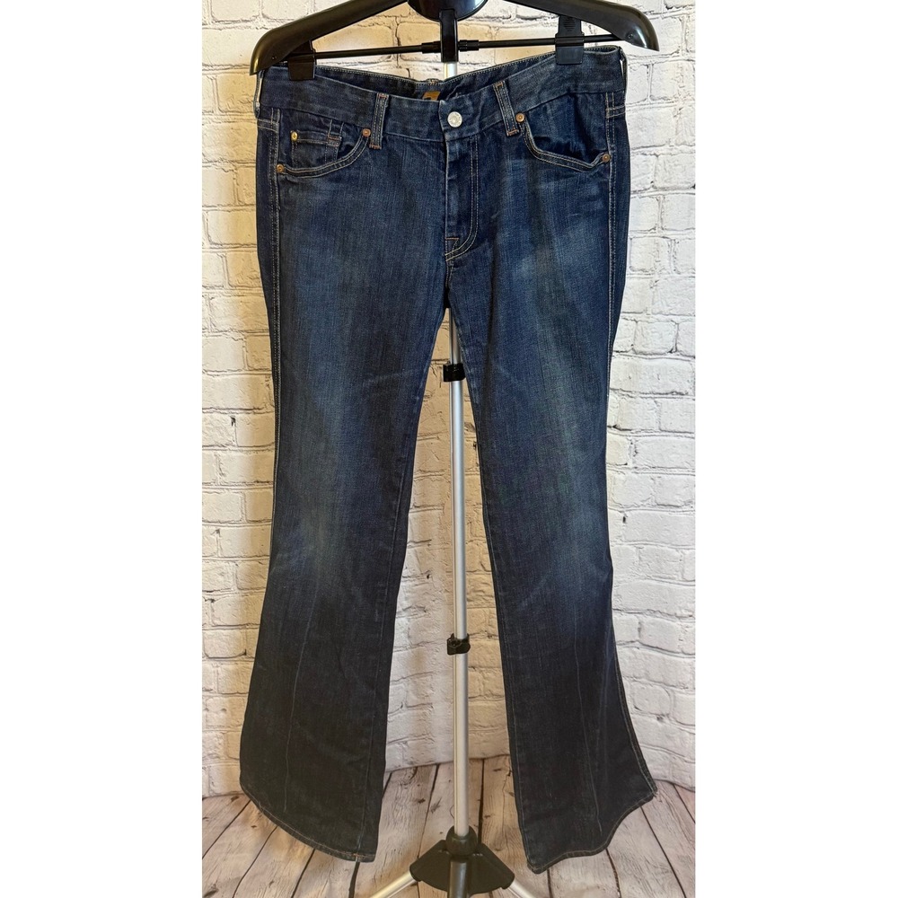7 For All Mankind A-Pocket Flare Jeans Dark Wash Blue Size 32